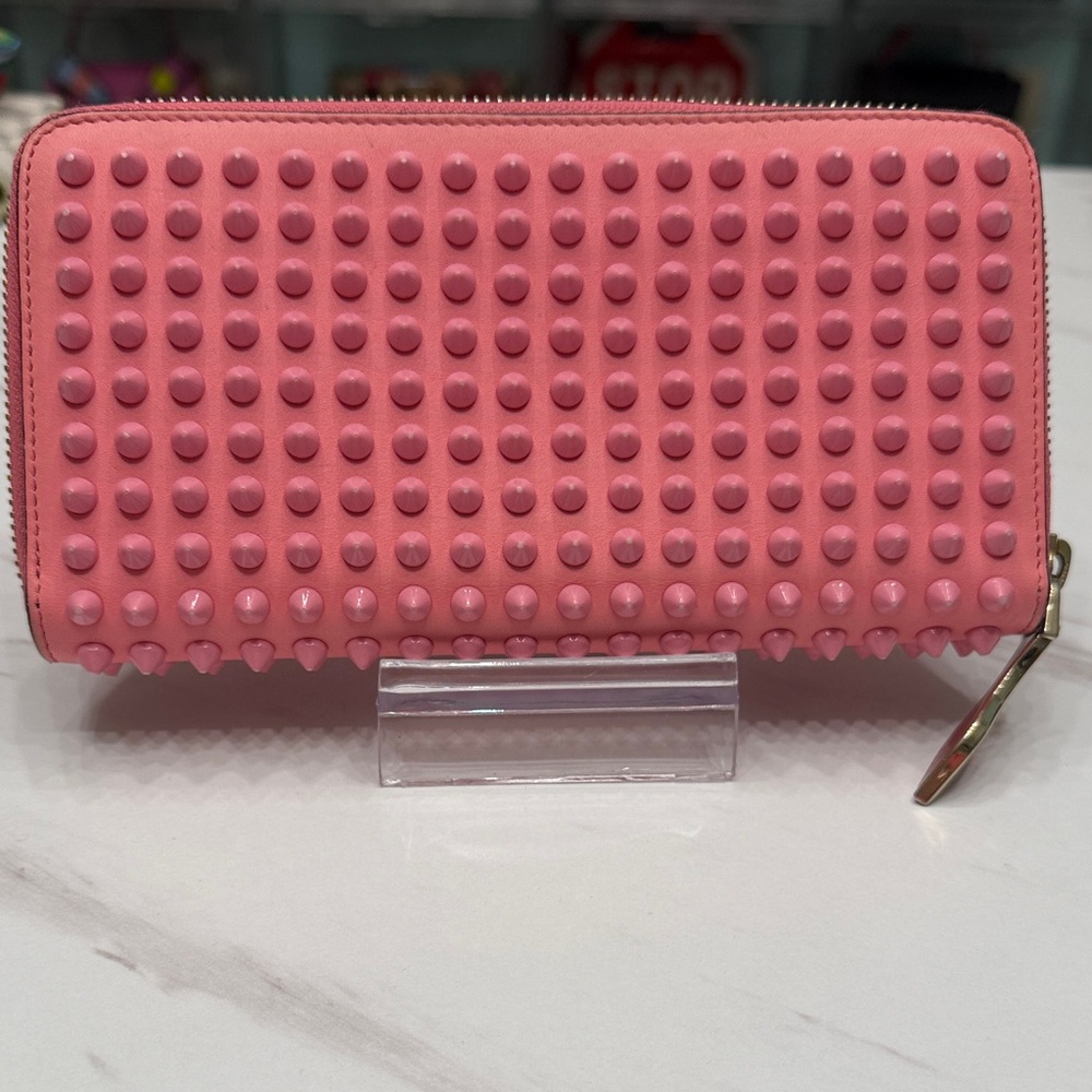 Christian Louboutin Studded Zip-Around Wallet - Pink